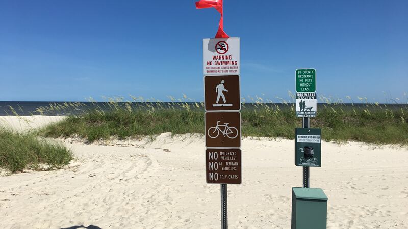Missisuaga Floating Warning Sign UPDATE: All South Mississippi beaches now under algae-related water ...