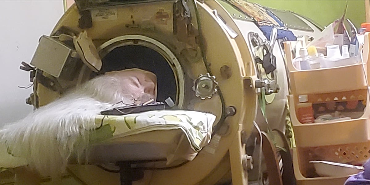 Martha Lillard photographed in her iron lung in February 2026