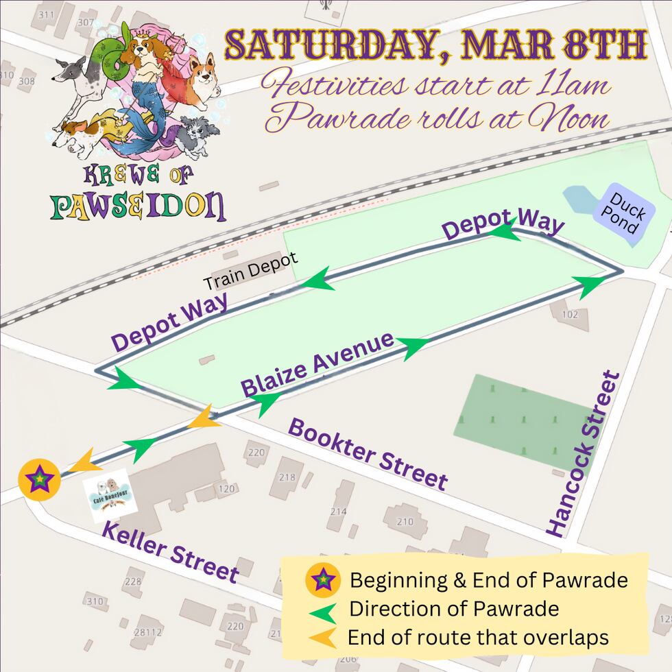 The Krewe of PAWseidon Parade is set to roll in Bay St. Louis on Sunday, March 9.