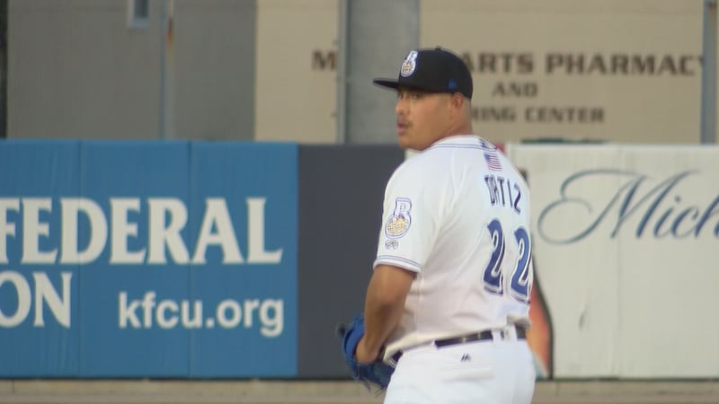 Shuckers pitcher Luis Ortiz prepares to throw at MGM Park.