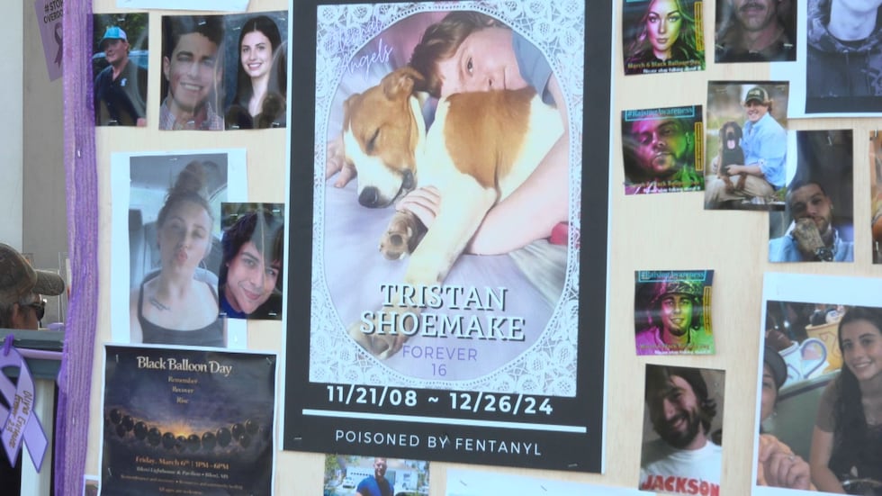 Lisa Shoemake attended the event to honor her son, Tristan, whose face appeared on a sign...