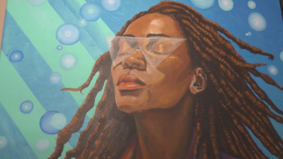 A close-up of one of Evers' works.