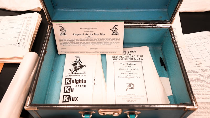 KKK materials found in a suitcase at the old DPS headquarters.