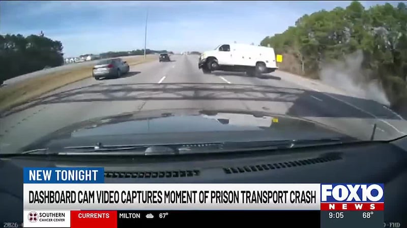 Dashcam footage shows deadly wreck involving prisoner transport van on I-10