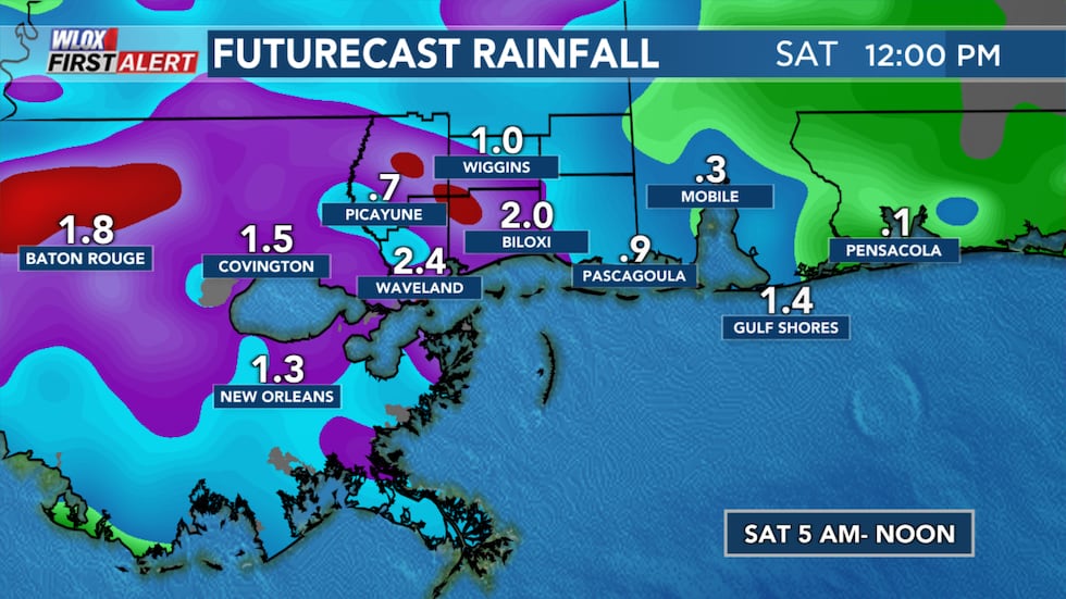 Potential rainfall through Noon Saturday
