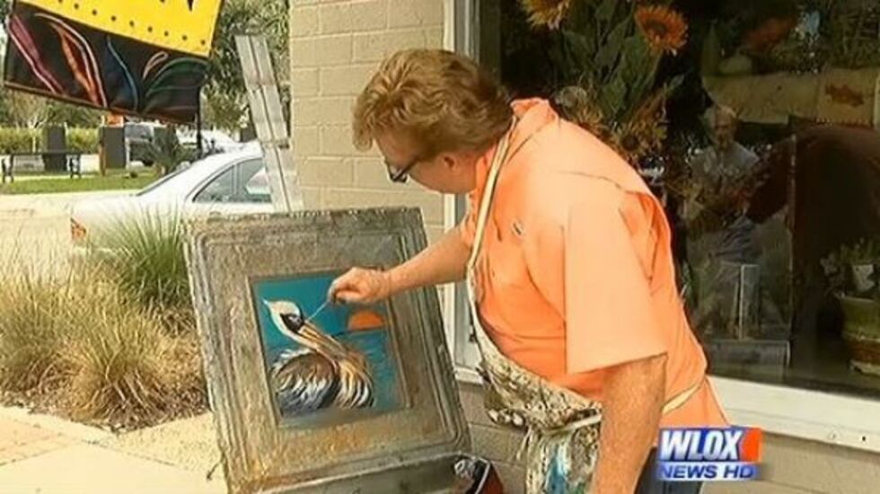 Rodney Hedgecock has found a niche in painting on reclaimed materials such as antique ceiling...