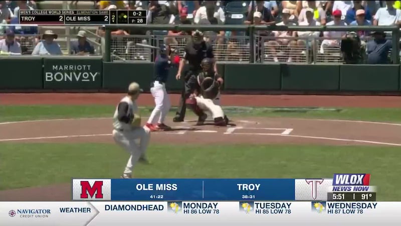 They fall to Troy 12-8 as the Trojans stay alive in their first ever world series