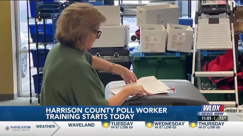 The Harrison County Election Commission began training poll workers on Tuesday.